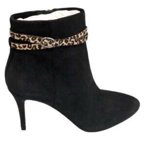 NEW Essex Lane Black Suede Stiletto Dressy Winter Business Casual Work Bootie